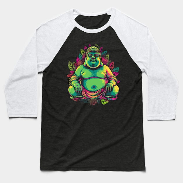Peace Buddha Baseball T-Shirt by apsi